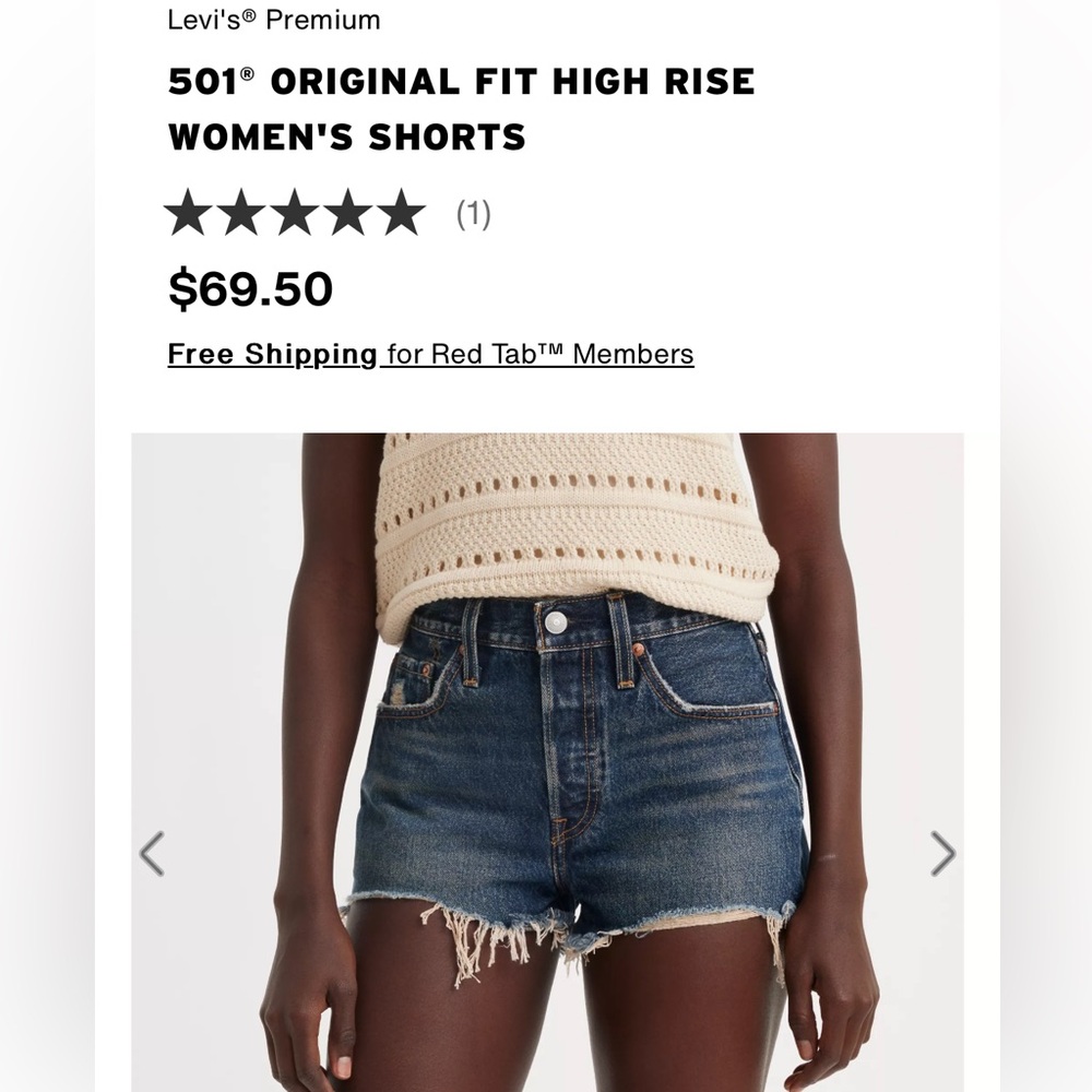 Levi’s 501 Original Fit Dark Wash Women’s Shorts (size 27) (NWT)